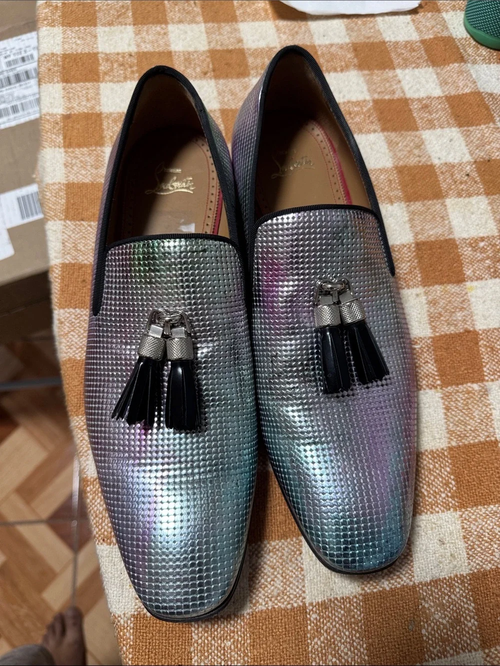 Christian Louboutin Iridescent Tassel Loafers in Multi-Color